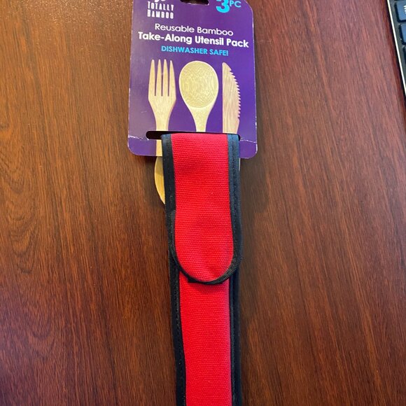 Reusable Bamboo Utensil Set Red (includes 2 sets) - Picture 1 of 3